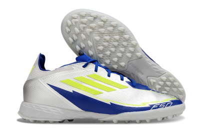 Men's Adidas F50 Pro TF Football Shoes - Silver/Blue/Yellow