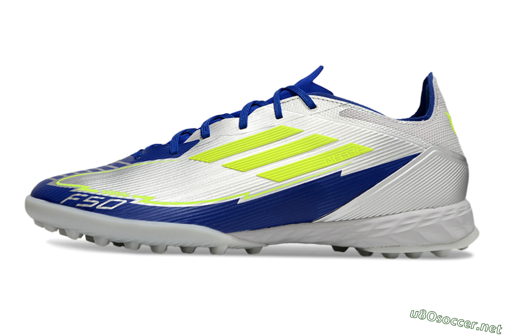 Men's Adidas F50 Pro TF Football Shoes - Silver/Blue/Yellow 0
