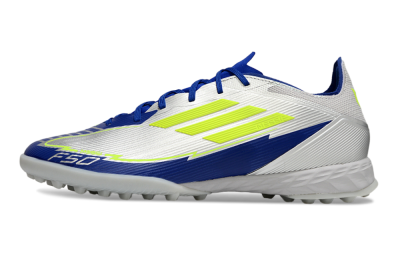 Men's Adidas F50 Pro TF Football Shoes - Silver/Blue/Yellow