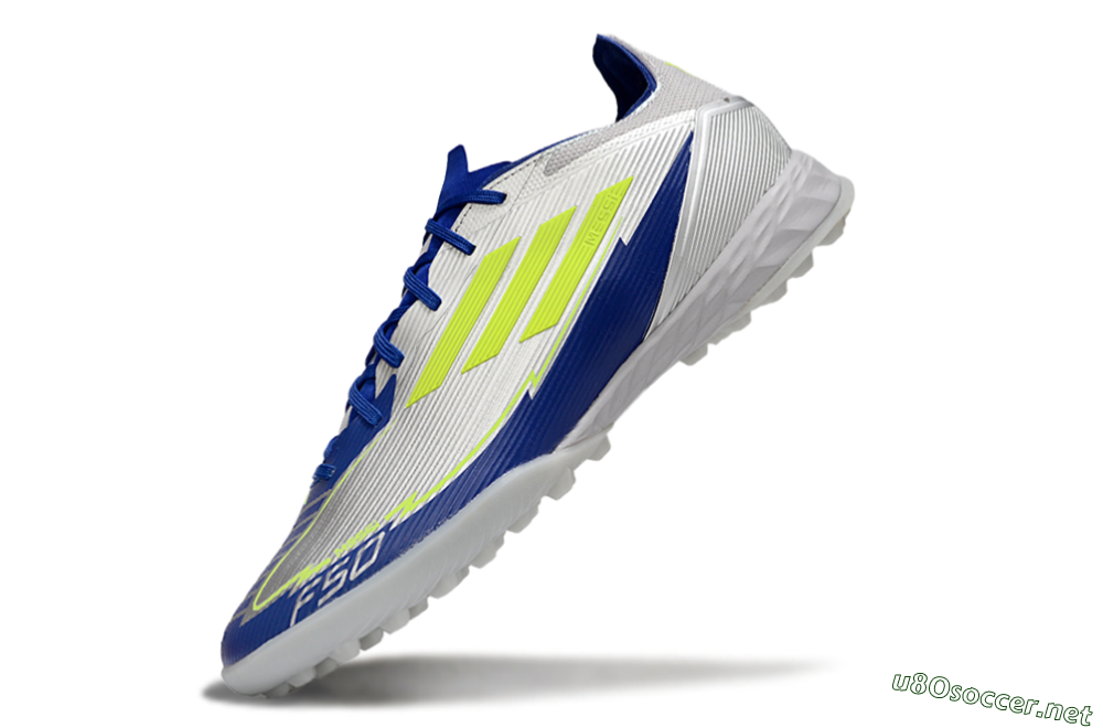 Men's Adidas F50 Pro TF Football Shoes - Silver/Blue/Yellow 5