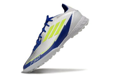 Men's Adidas F50 Pro TF Football Shoes - Silver/Blue/Yellow