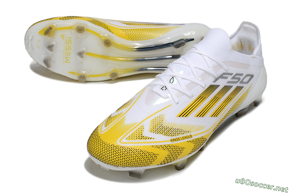 Men's Adidas F50 Elite Kings League FG Football Boots - White/Yellow/Black 3
