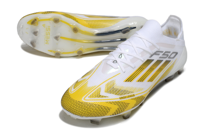 Men's Adidas F50 Elite Kings League FG Football Boots - White/Yellow/Black