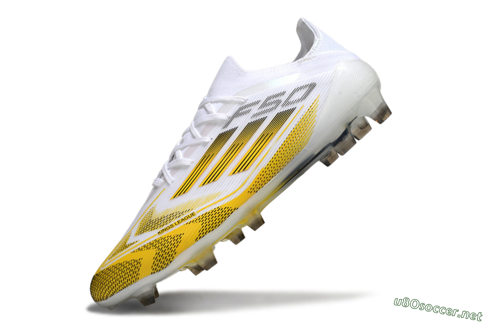 Men's Adidas F50 Elite Kings League FG Football Boots - White/Yellow/Black 5