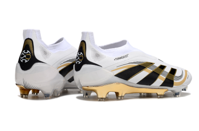 Men's Adidas Predator Laceless Elite 25 FG Football Boots - White/Black/Gold