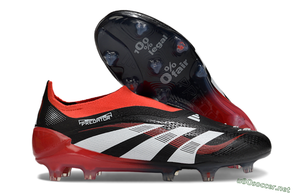 Unisex Adidas Predator Laceless Elite 25 FG Football Boots - Black/White/Red 2