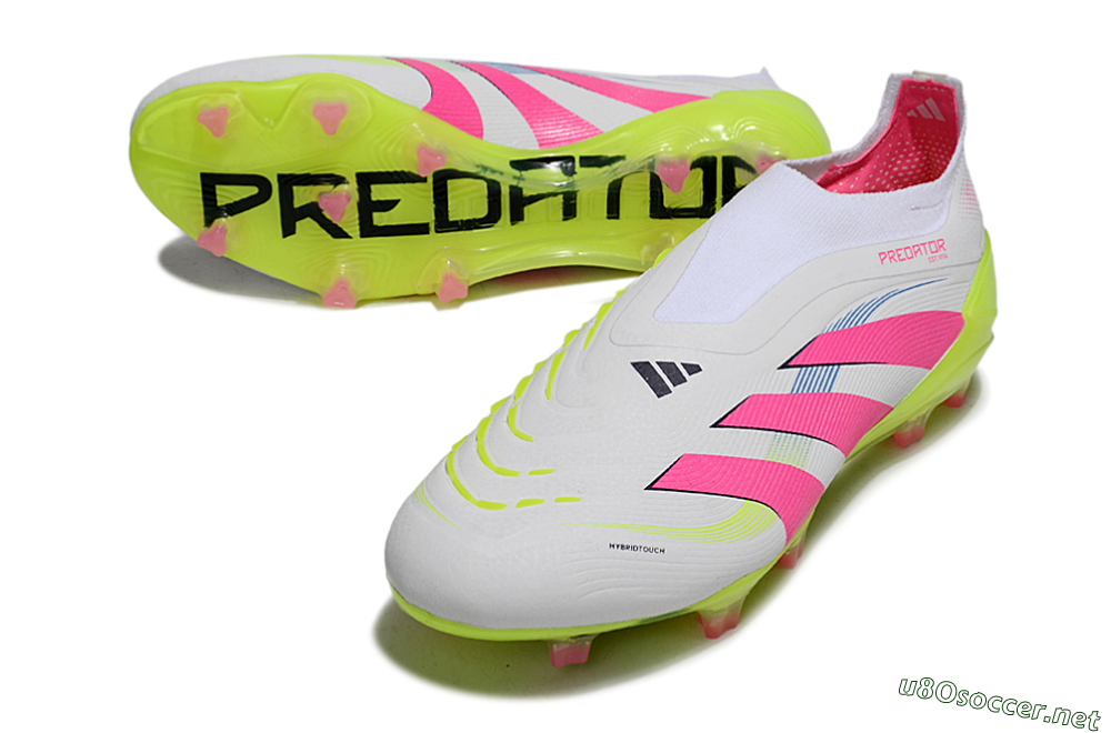 Unisex Adidas Predator Laceless Elite 25 FG Football Boots - White/Pink/Yellow 3