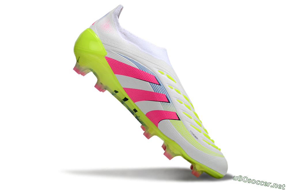 Unisex Adidas Predator Laceless Elite 25 FG Football Boots - White/Pink/Yellow 4