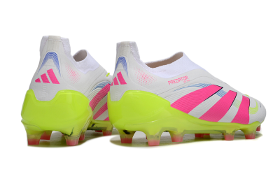 Unisex Adidas Predator Laceless Elite 25 FG Football Boots - White/Pink/Yellow