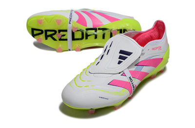 Unisex Adidas Predator Elite Foldover Tongue FG Football Boots - White/Pink/Yellow