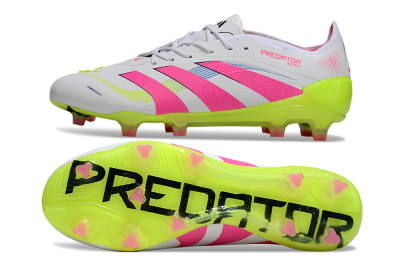 Unisex Adidas Predator Elite 25 FG Football Boots - White/Pink/Yellow