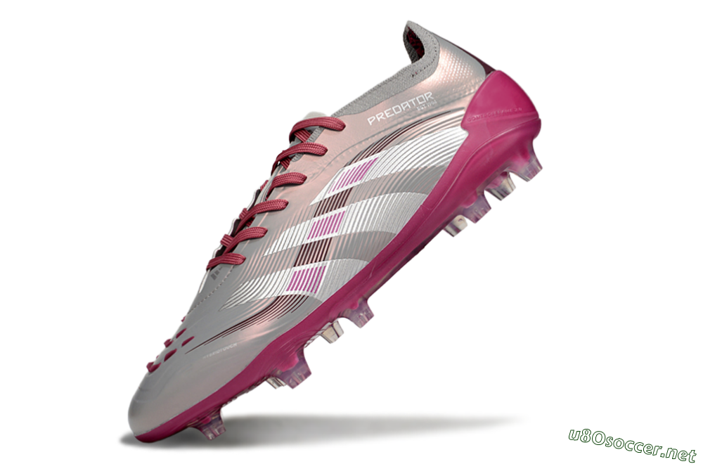 Unisex Adidas Predator 25 Elite FG Football Boots - Grey/Silver/Red 5