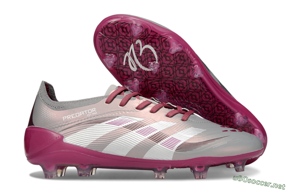 Unisex Adidas Predator 25 Elite FG Football Boots - Grey/Silver/Red 2