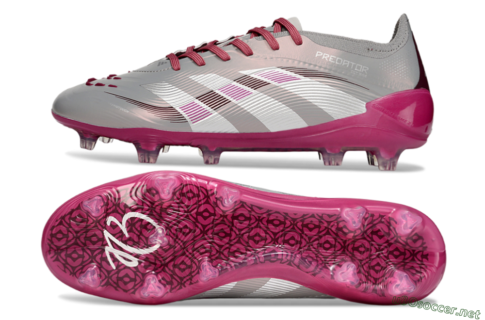 Unisex Adidas Predator 25 Elite FG Football Boots - Grey/Silver/Red 1