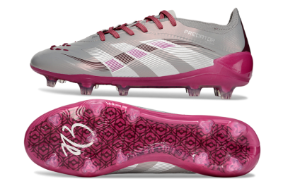 Unisex Adidas Predator 25 Elite FG Football Boots - Grey/Silver/Red