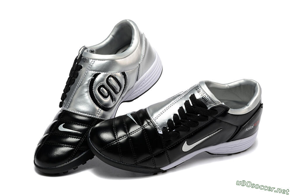 Men's Nike Total 90 III TF Football Shoes - Black/Silver/White 6