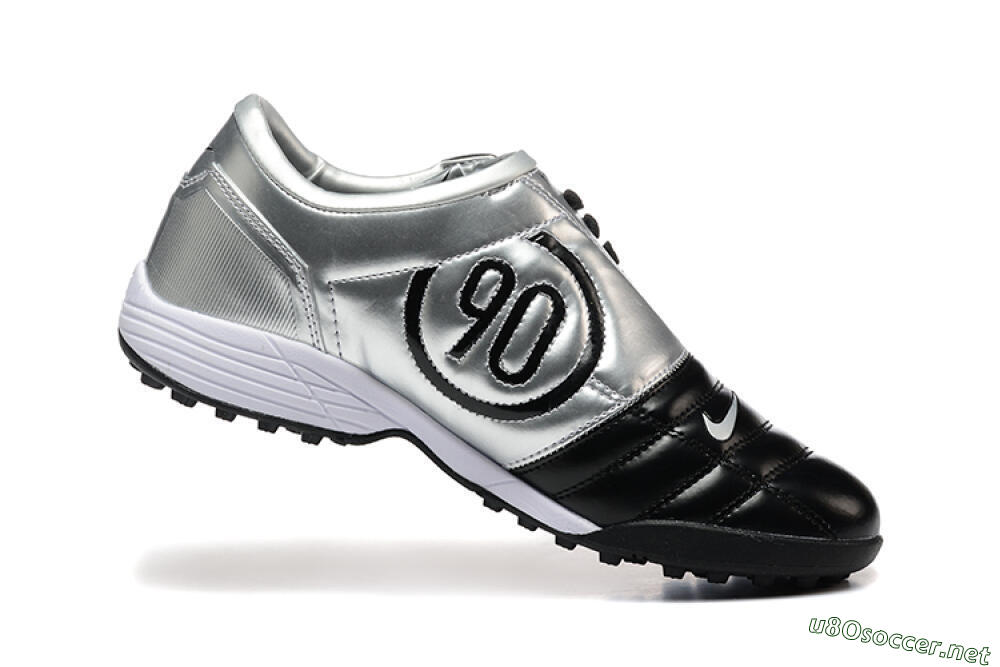 Men's Nike Total 90 III TF Football Shoes - Black/Silver/White 7