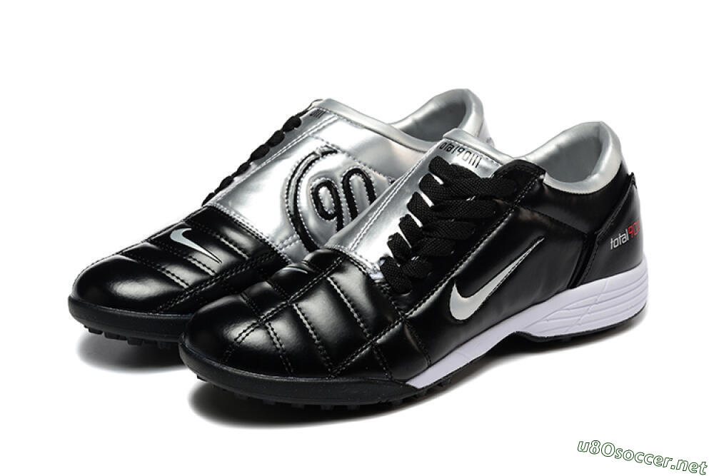 Men's Nike Total 90 III TF Football Shoes - Black/Silver/White 5