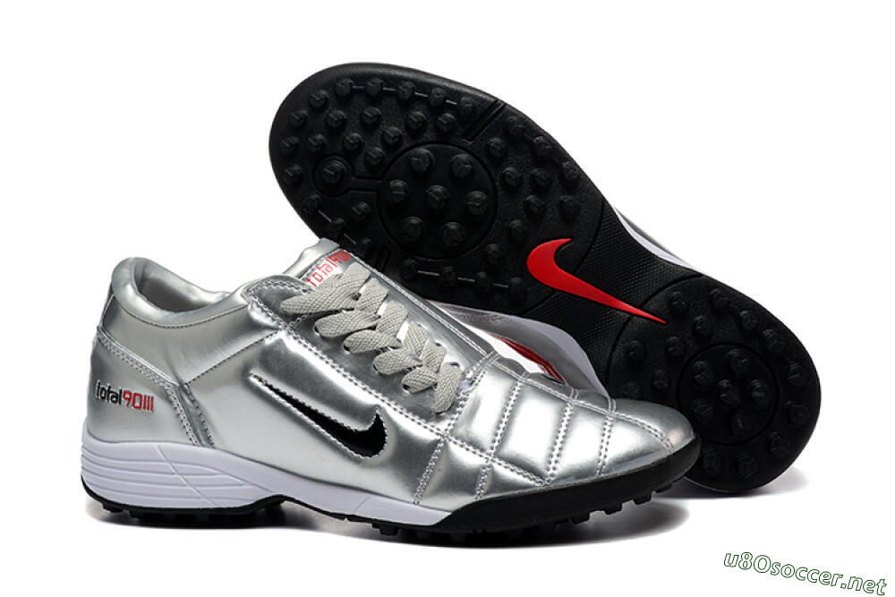 Men's Nike Total 90 III TF Football Shoes - Silver/Black/White 2