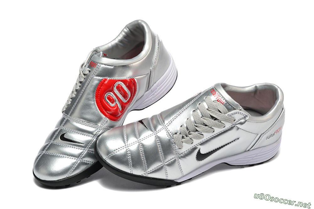 Men's Nike Total 90 III TF Football Shoes - Silver/Black/White 6