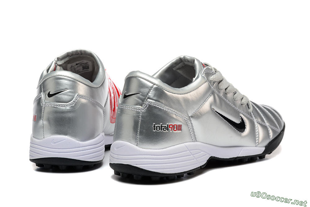 Men's Nike Total 90 III TF Football Shoes - Silver/Black/White 9