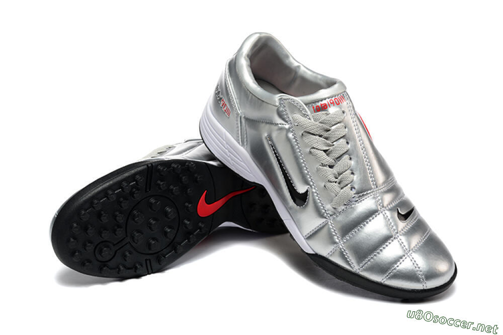 Men's Nike Total 90 III TF Football Shoes - Silver/Black/White 4