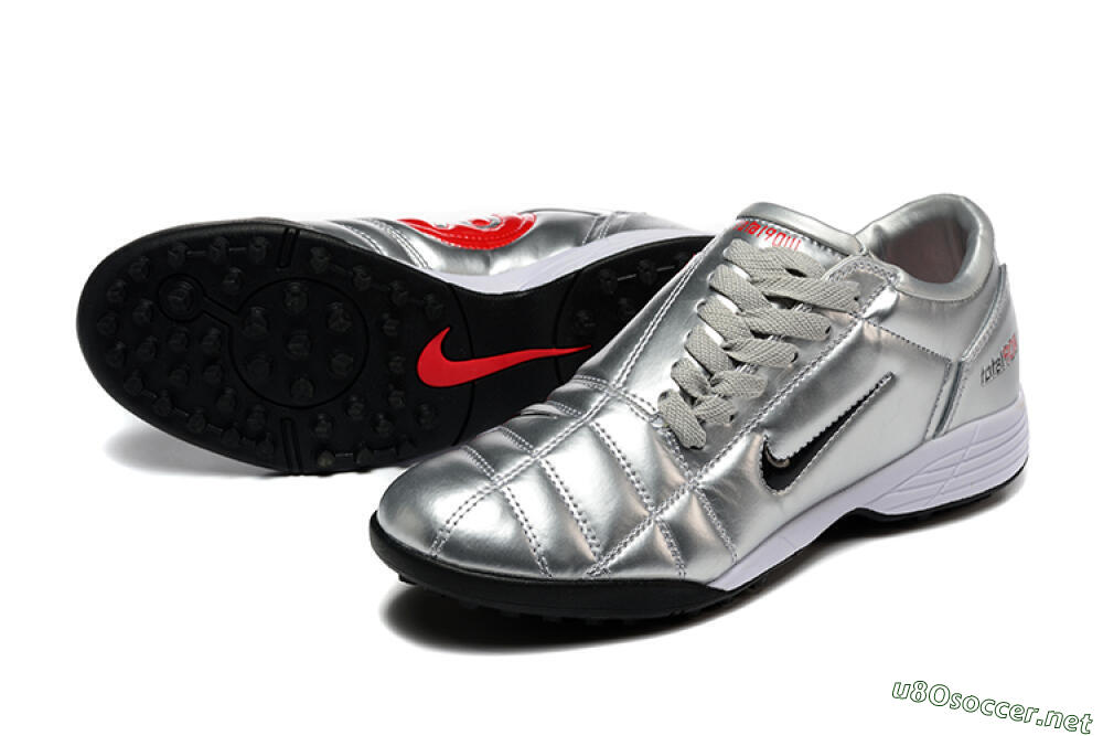 Men's Nike Total 90 III TF Football Shoes - Silver/Black/White 3