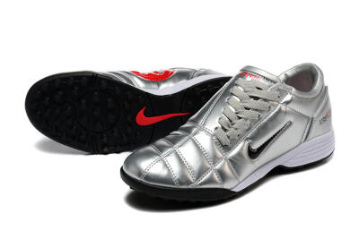 Men's Nike Total 90 III TF Football Shoes - Silver/Black/White