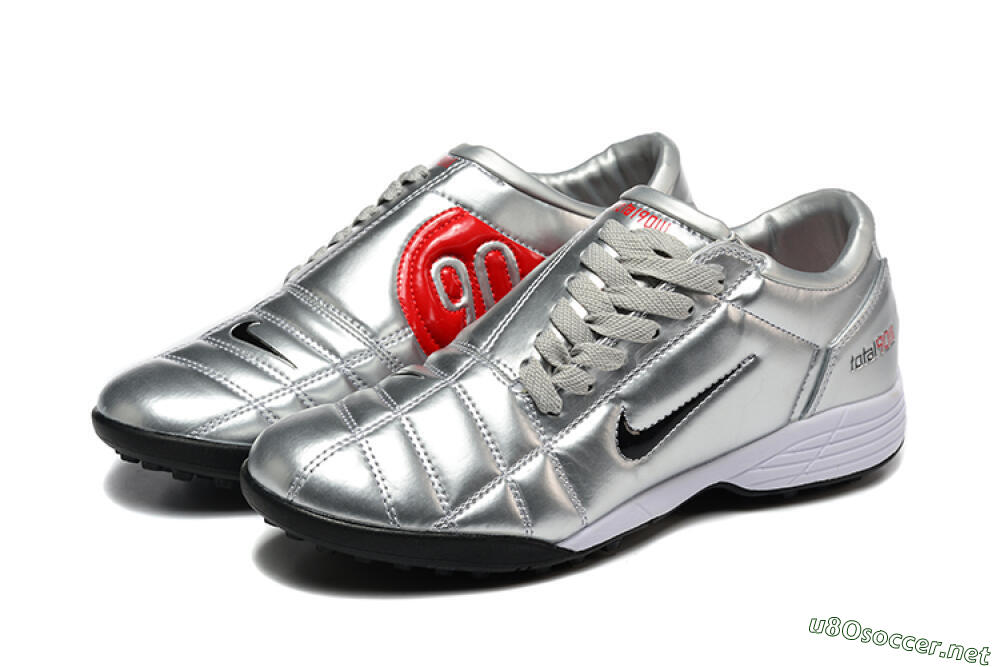 Men's Nike Total 90 III TF Football Shoes - Silver/Black/White 5