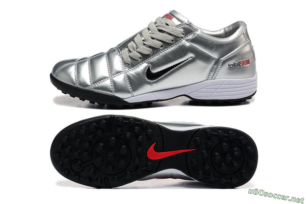 Men's Nike Total 90 III TF Football Shoes - Silver/Black/White 1