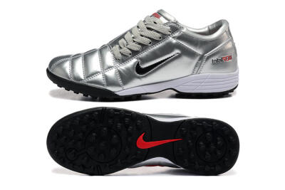Men's Nike Total 90 III TF Football Shoes - Silver/Black/White