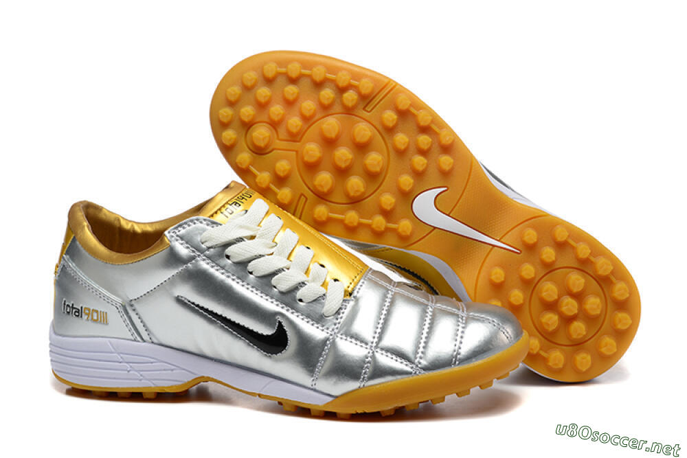 Men's Nike Total 90 III TF Football Shoes - Silver/Black/Yellow 2