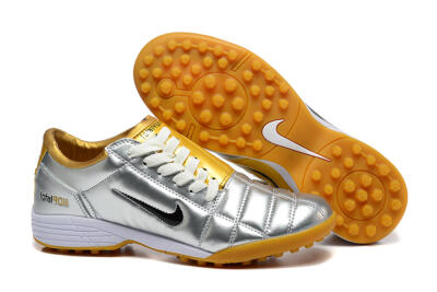 Men's Nike Total 90 III TF Football Shoes - Silver/Black/Yellow