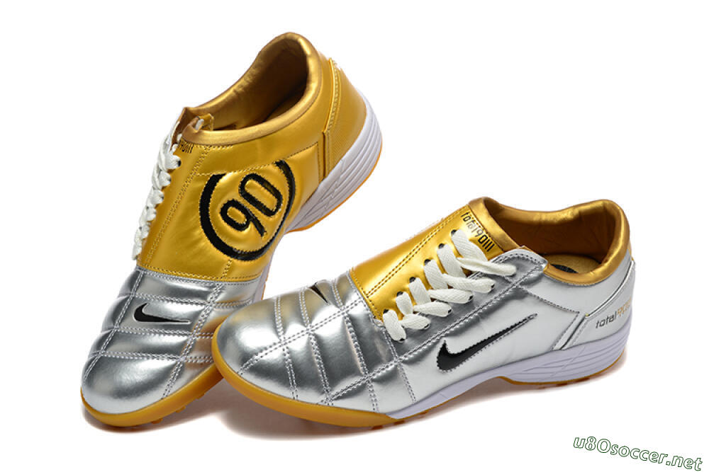 Men's Nike Total 90 III TF Football Shoes - Silver/Black/Yellow 6