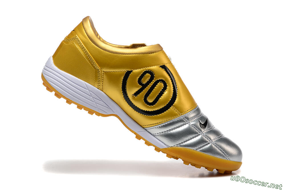 Men's Nike Total 90 III TF Football Shoes - Silver/Black/Yellow 7