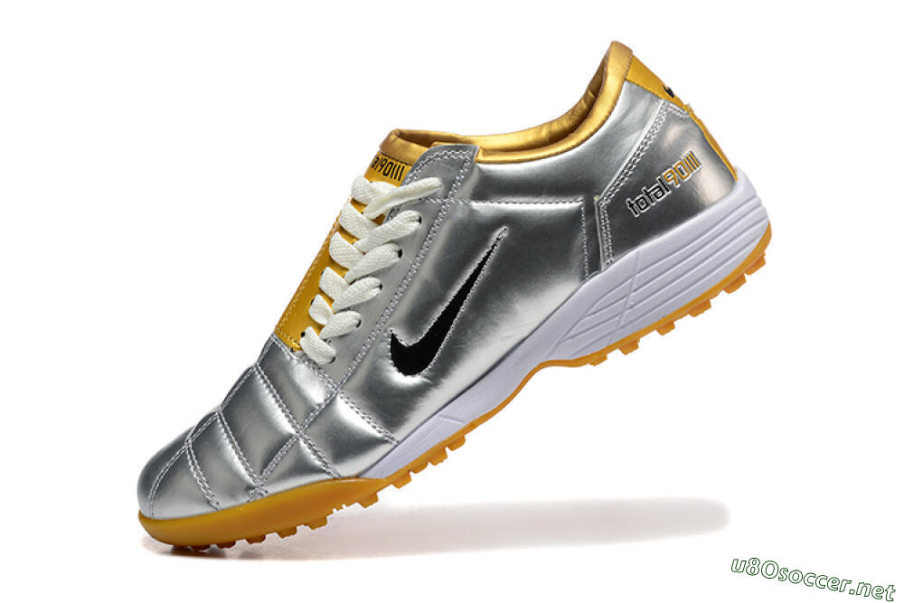 Men's Nike Total 90 III TF Football Shoes - Silver/Black/Yellow 8