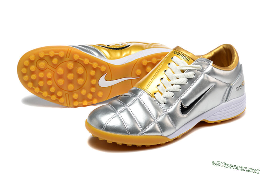 Men's Nike Total 90 III TF Football Shoes - Silver/Black/Yellow 3