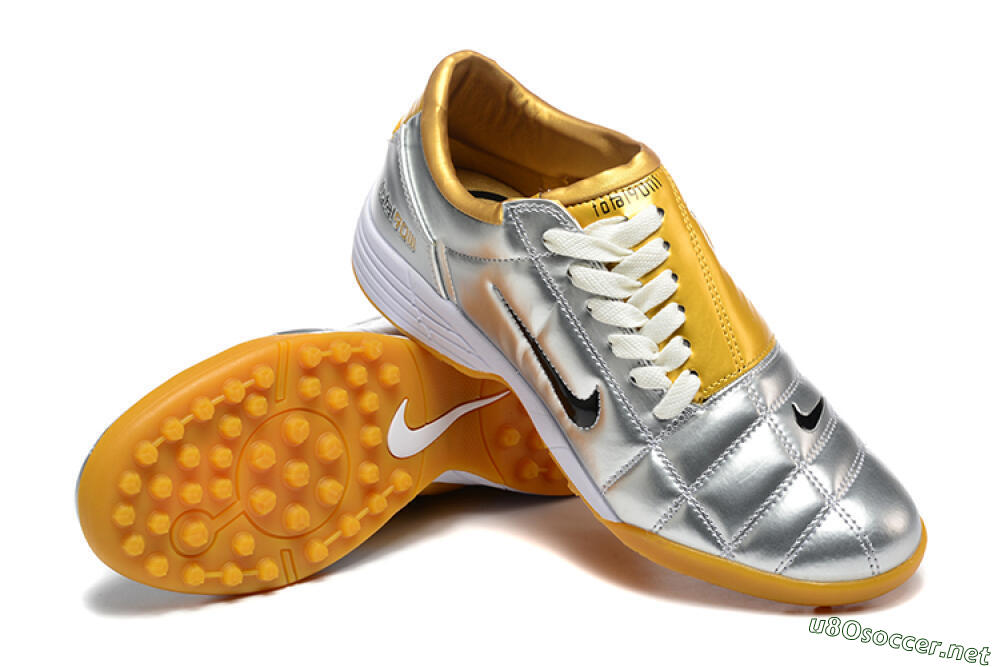 Men's Nike Total 90 III TF Football Shoes - Silver/Black/Yellow 4