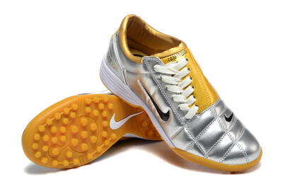 Men's Nike Total 90 III TF Football Shoes - Silver/Black/Yellow