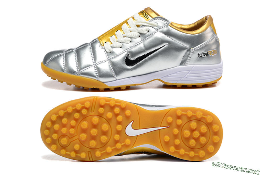 Men's Nike Total 90 III TF Football Shoes - Silver/Black/Yellow 1