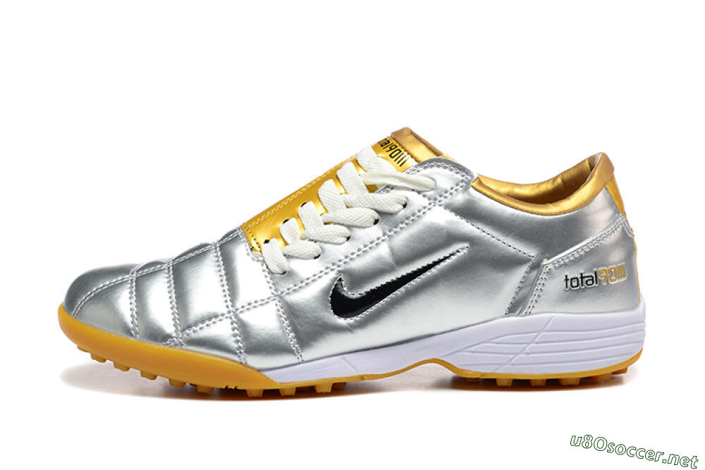 Men's Nike Total 90 III TF Football Shoes - Silver/Black/Yellow 0