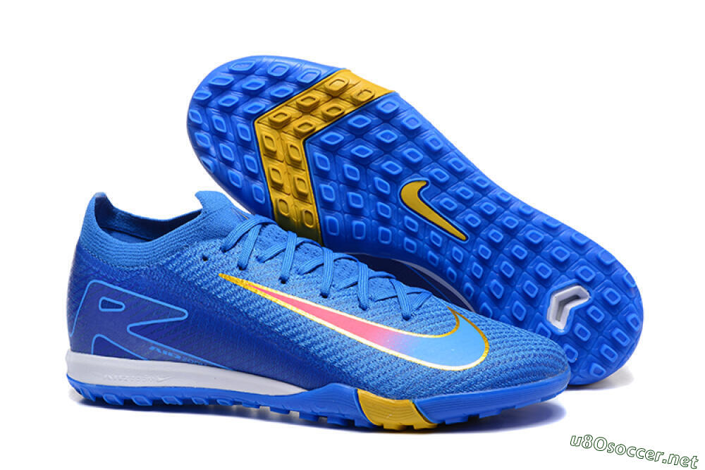 Men's Nike Air Zoom Mercurial Vapor 16 Elite TF Football Shoes - Blue/Gold/Pink 2
