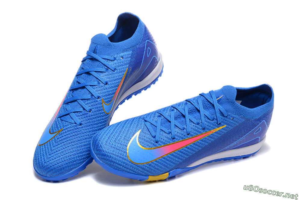 Men's Nike Air Zoom Mercurial Vapor 16 Elite TF Football Shoes - Blue/Gold/Pink 6