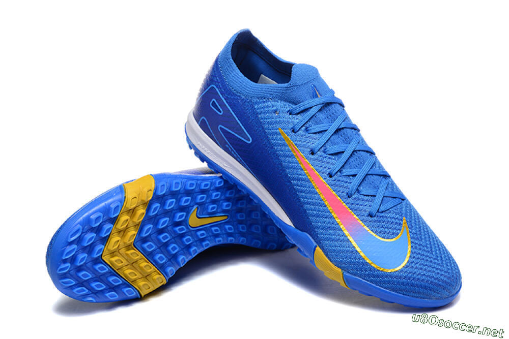 Men's Nike Air Zoom Mercurial Vapor 16 Elite TF Football Shoes - Blue/Gold/Pink 4