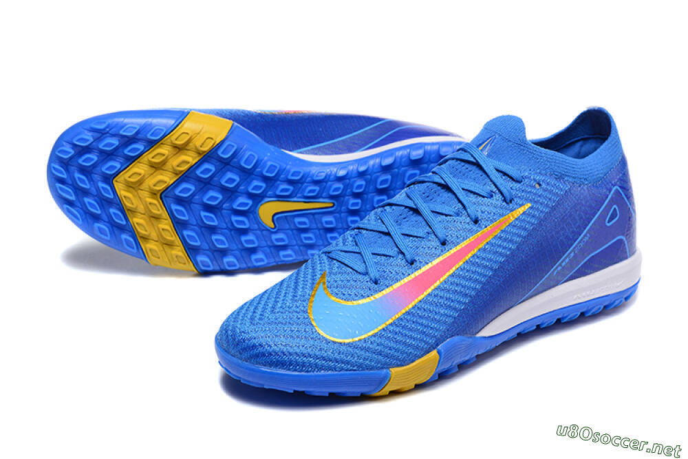 Men's Nike Air Zoom Mercurial Vapor 16 Elite TF Football Shoes - Blue/Gold/Pink 3