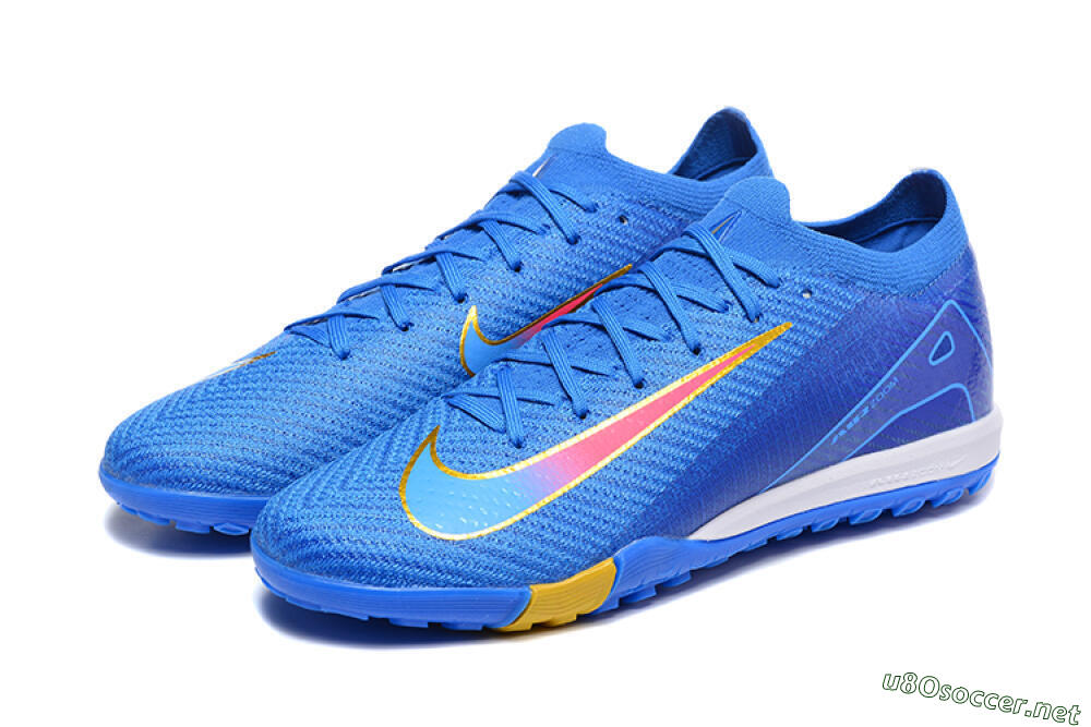 Men's Nike Air Zoom Mercurial Vapor 16 Elite TF Football Shoes - Blue/Gold/Pink 5