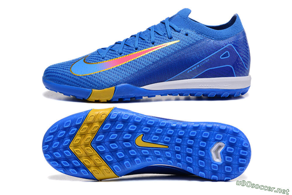 Men's Nike Air Zoom Mercurial Vapor 16 Elite TF Football Shoes - Blue/Gold/Pink 1