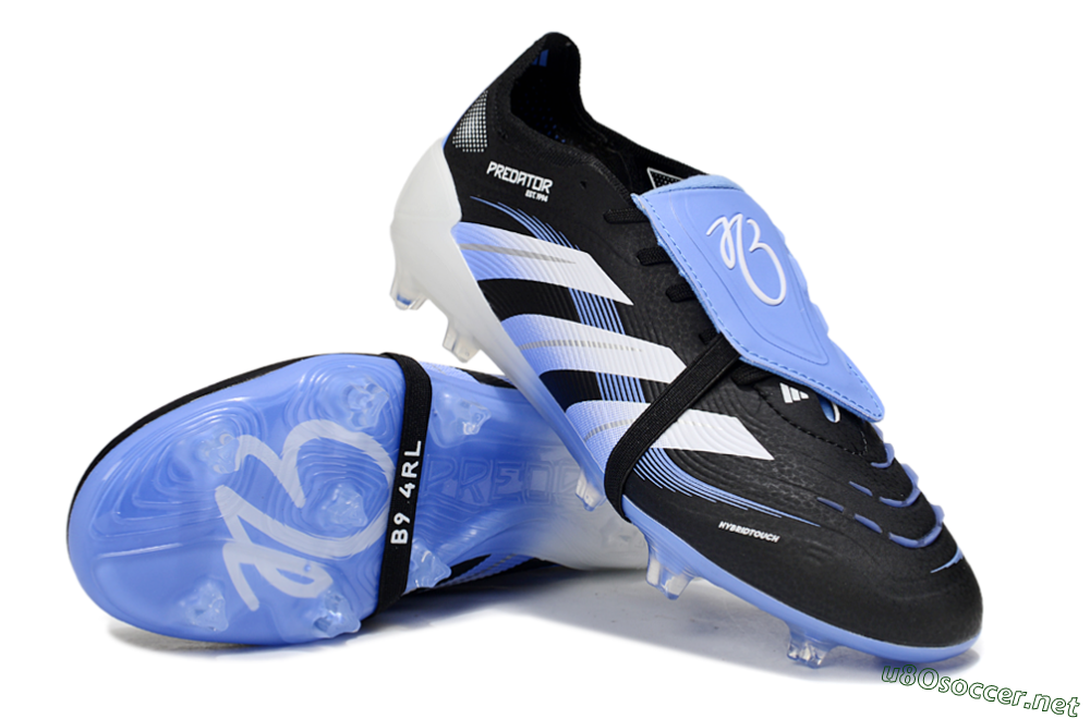 Unisex Adidas Predator 25 Elite Foldover Tongue FG Football Boots - Black/White/Blue 3