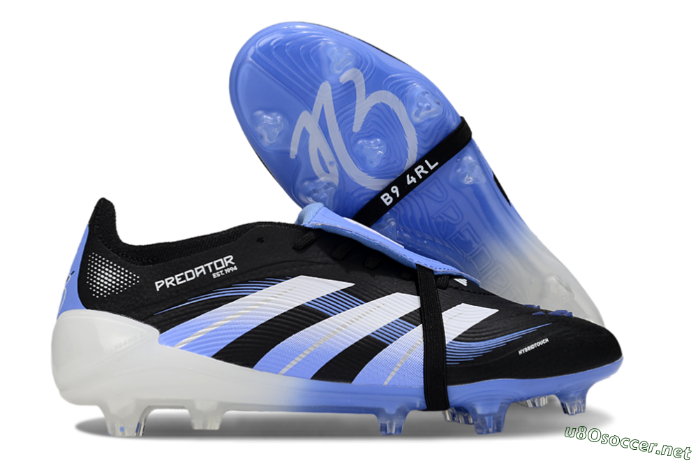 Unisex Adidas Predator 25 Elite Foldover Tongue FG Football Boots - Black/White/Blue 2
