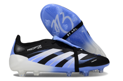 Unisex Adidas Predator 25 Elite Foldover Tongue FG Football Boots - Black/White/Blue